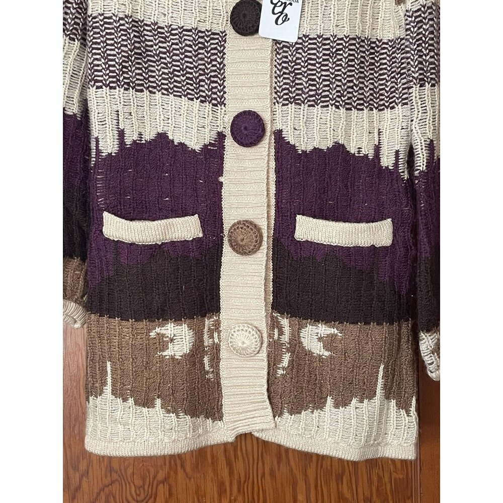 Vero Moda Knit Hooded Button Down Sweater Hoodie Brown Size Small NEW Boho - Picture 8 of 16